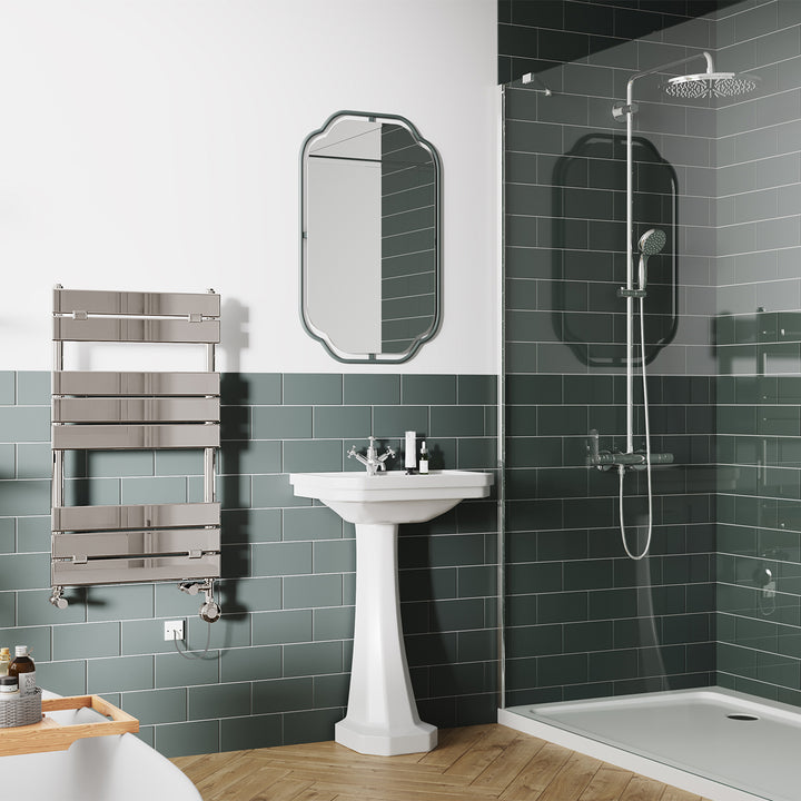 Egadi - Chrome Dual Fuel Towel Rail H840mm x W500mm Thermostatic - Straight