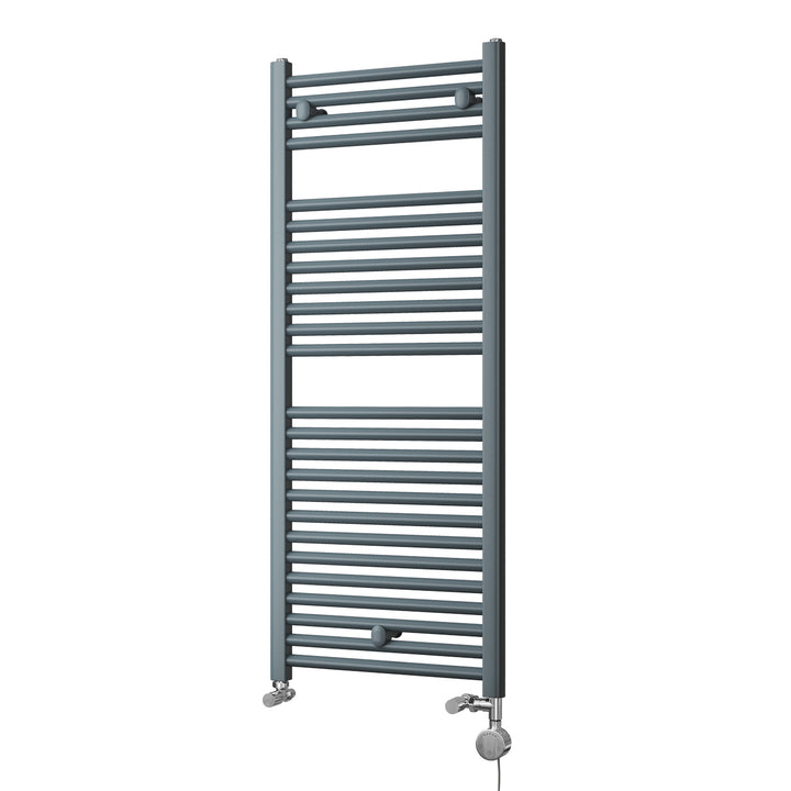 Roma - Anthracite Dual Fuel Towel Rail H1230mm x W500mm Thermostatic - Straight