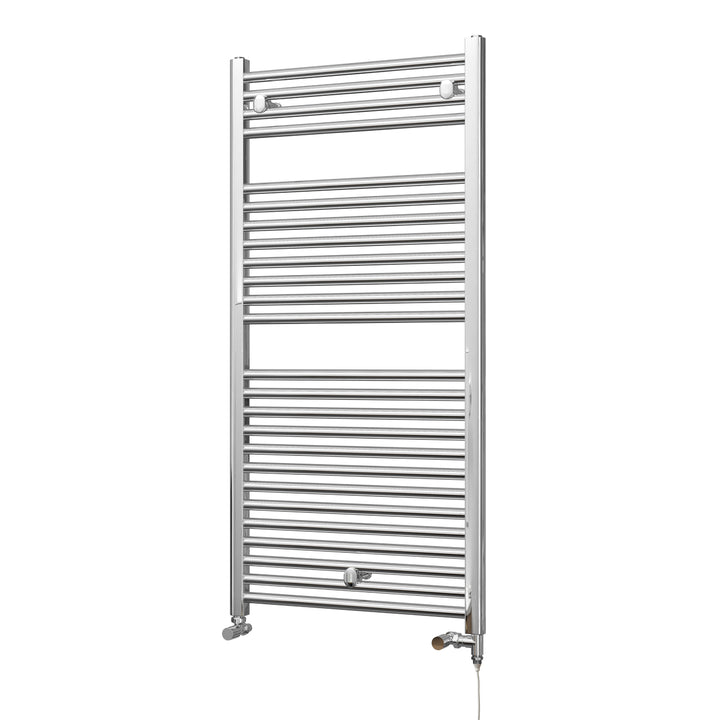 Roma - Chrome Dual Fuel Towel Rail H1230mm x W600mm Standard - Straight
