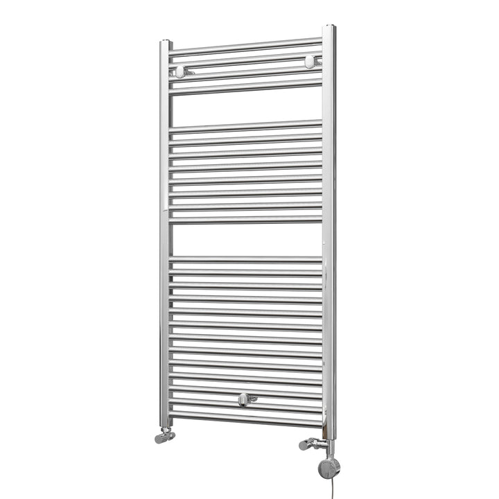Roma - Chrome Dual Fuel Towel Rail H1230mm x W600mm Thermostatic - Straight