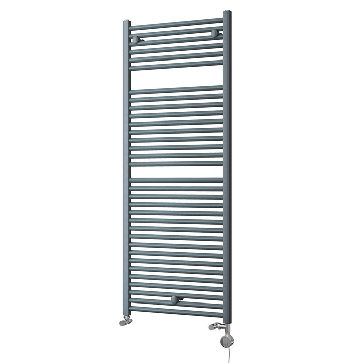 Roma - Anthracite Dual Fuel Towel Rail H1512mm x W600mm Thermostatic - Straight
