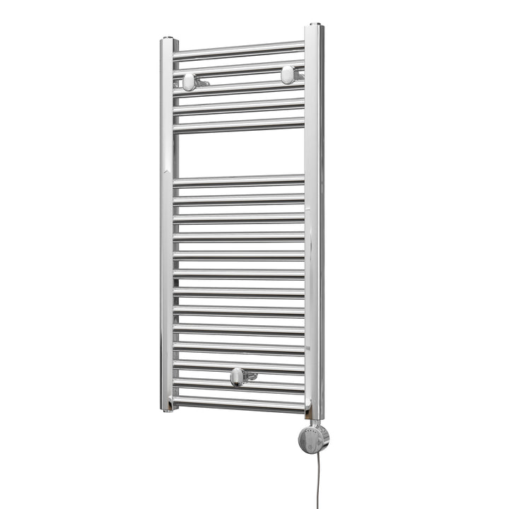 Roma - Chrome Electric Towel Rail H842mm x W400mm Straight 300w Thermostatic
