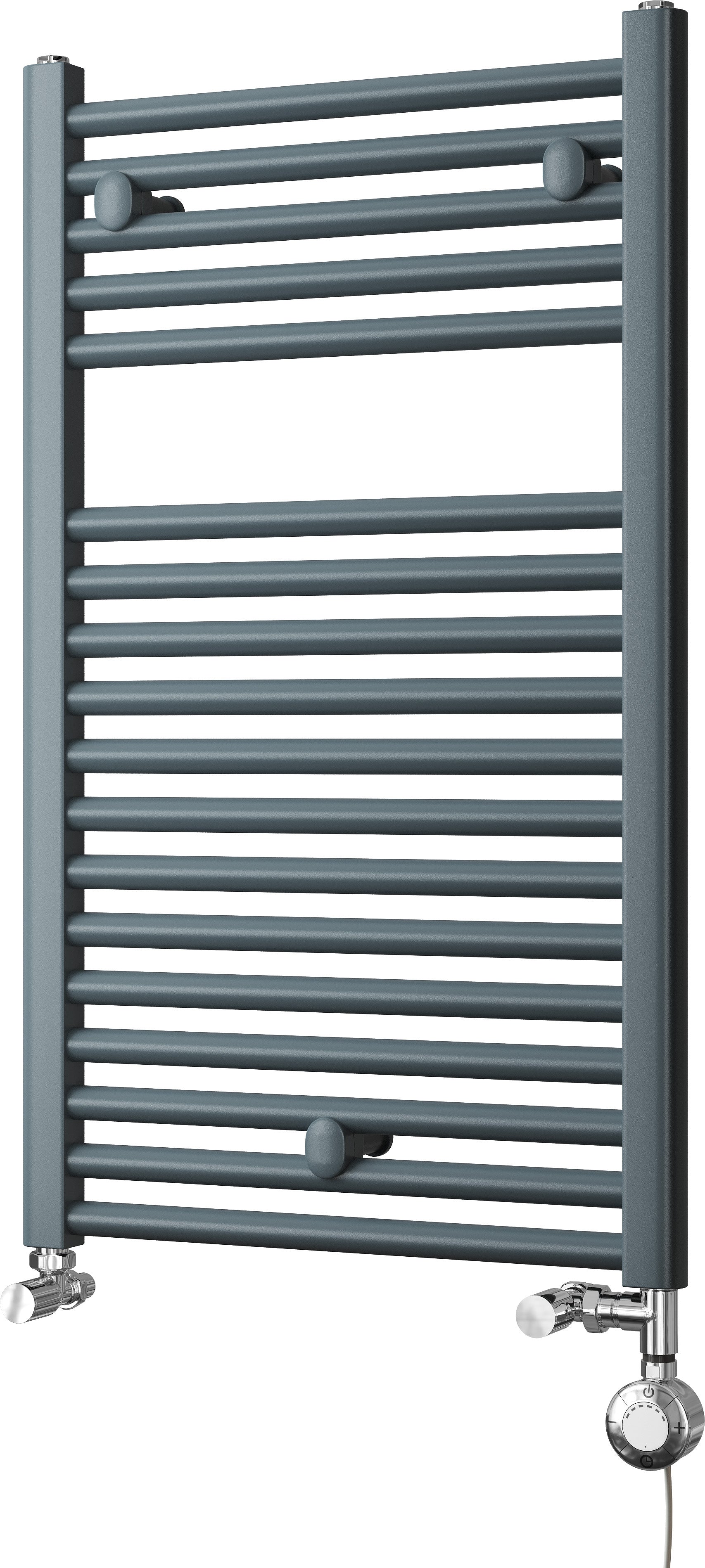 Roma - Anthracite Dual Fuel Towel Rail H842mm x W500mm Thermostatic - Straight