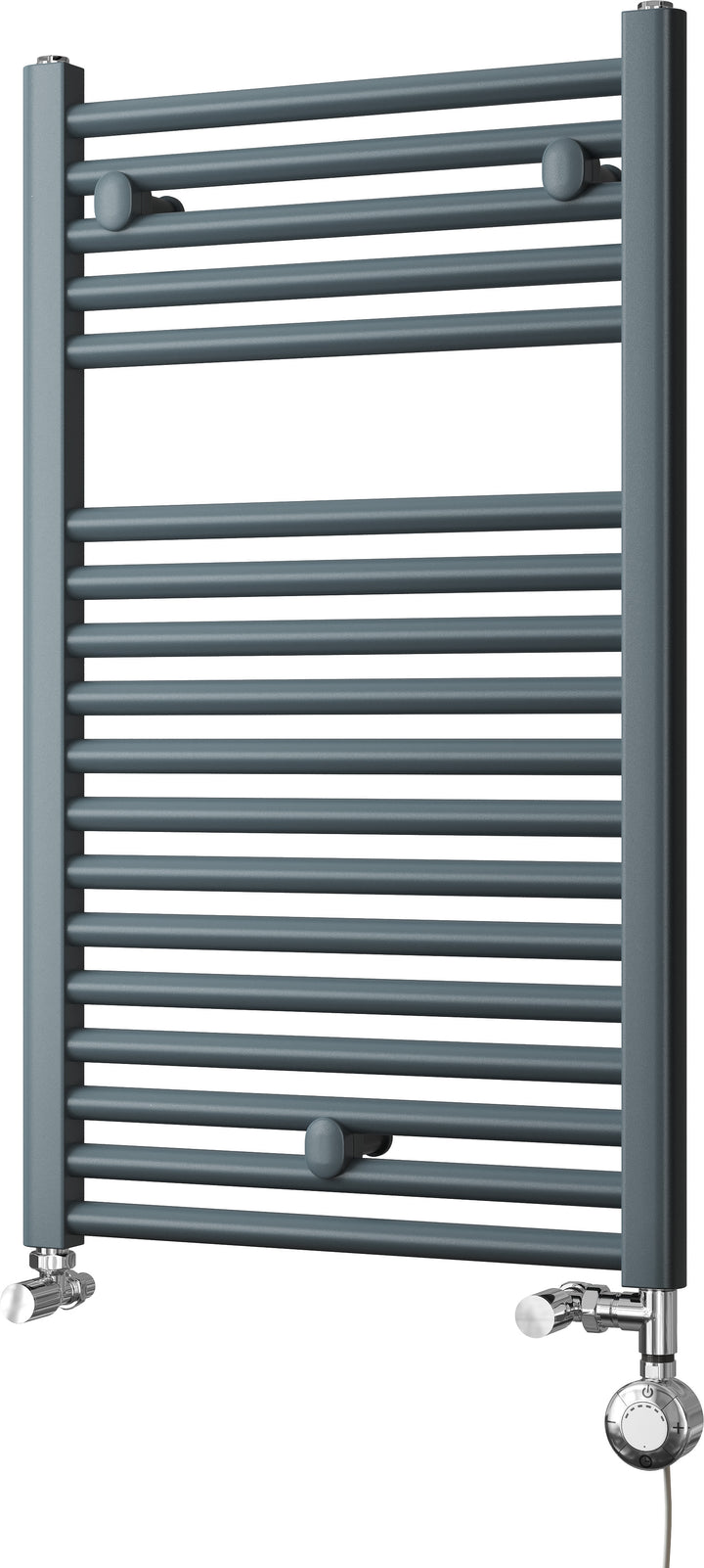 Roma - Anthracite Dual Fuel Towel Rail H842mm x W500mm Thermostatic - Straight