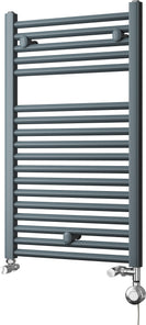 Roma - Anthracite Dual Fuel Towel Rail H842mm x W500mm Thermostatic - Straight