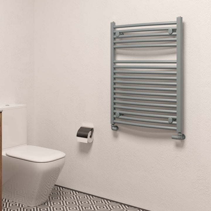 Roma - Anthracite Heated Towel Rail - H842mm x W600mm - Curved