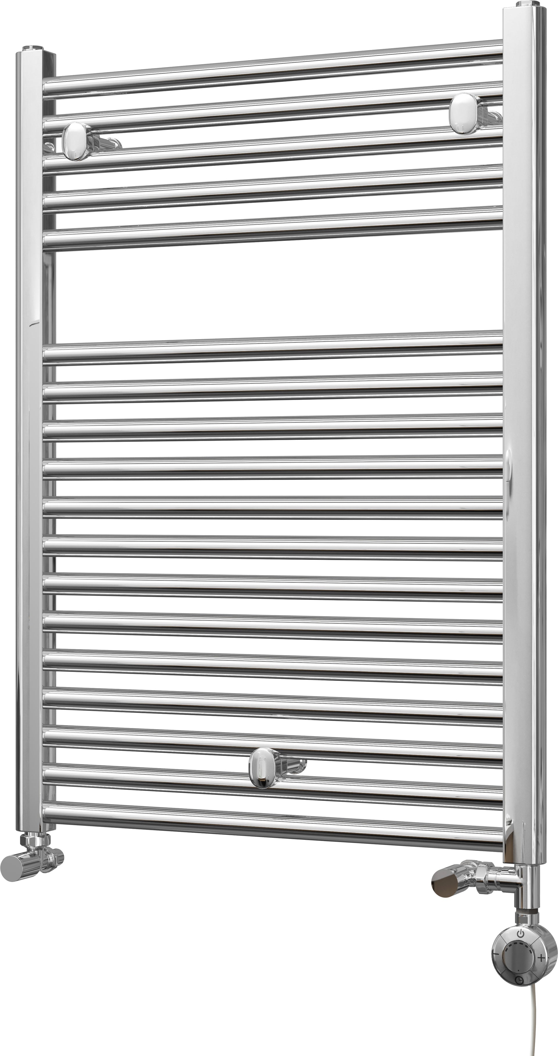 Roma - Chrome Dual Fuel Towel Rail H842mm x W600mm Thermostatic - Straight