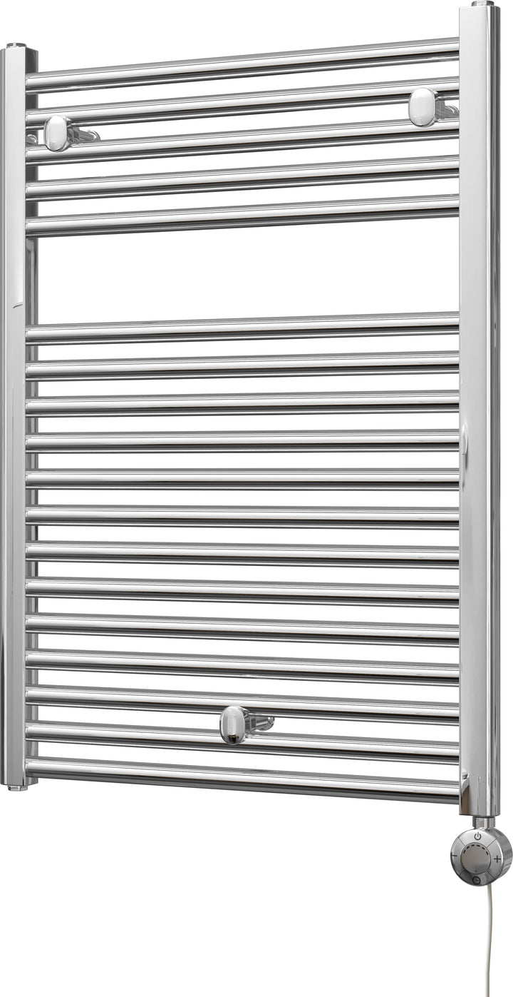 Roma - Chrome Electric Towel Rail H842mm x W600mm Straight 300w Thermostatic