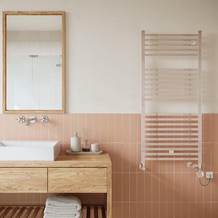 Todi - Chrome Dual Fuel Towel Rail H1110mm x W500mm Thermostatic - Straight