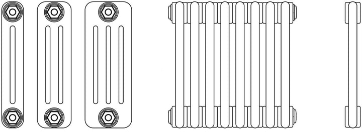 Bircham - Raw Metal Column Radiator H600mm x W1376mm 3 Column