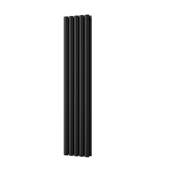 Omeara - Black Designer Radiator H1400mm x W290mm Double Panel - Feet Included