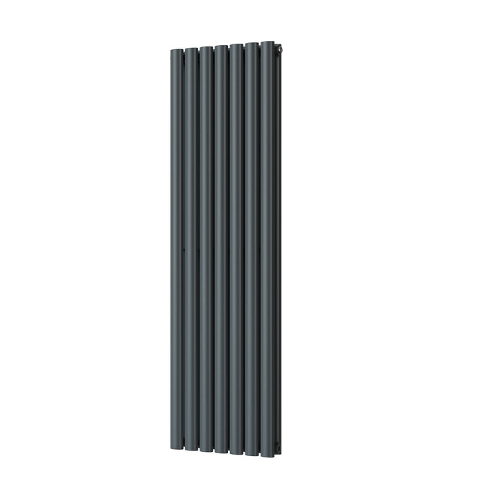 Omeara - Anthracite Designer Radiator H1400mm x W406mm Double Panel - Feet Included
