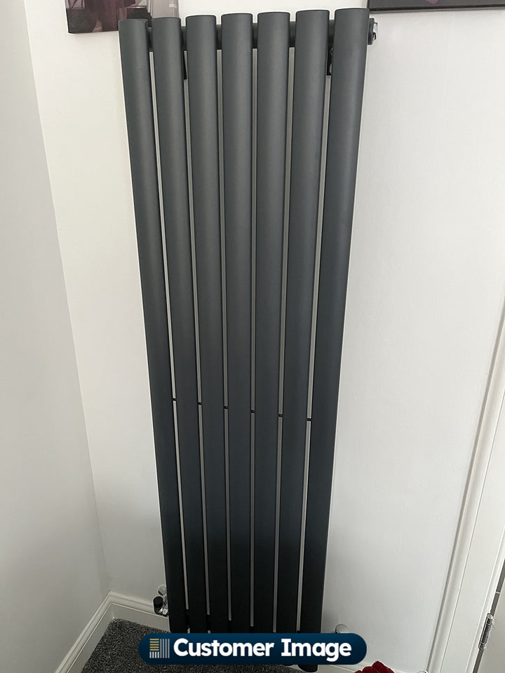 Omeara - Anthracite Vertical Radiator H1400mm x W406mm Single Panel