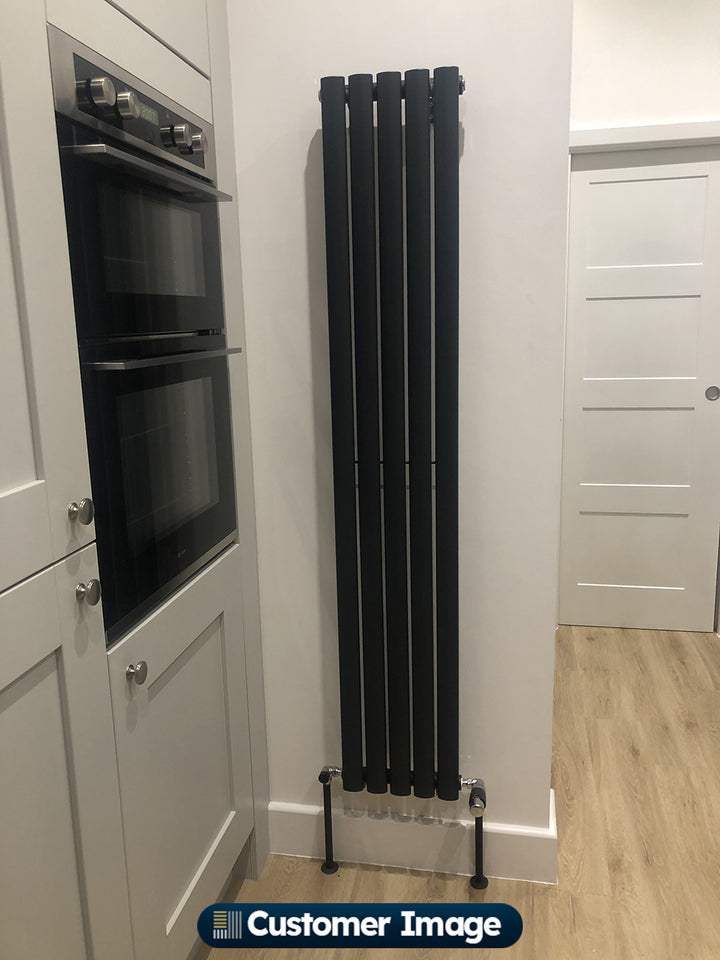 Omeara - Anthracite Designer Radiator H1600mm x W290mm Single Panel - Feet Included