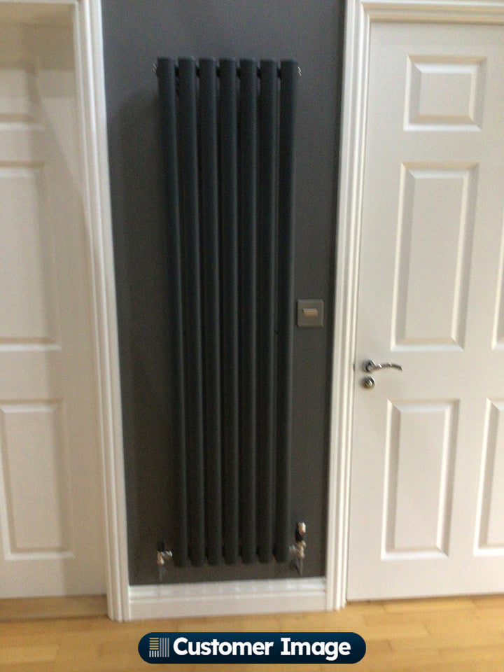 Omeara - Anthracite Designer Radiator H1600mm x W406mm Single Panel - Feet Included