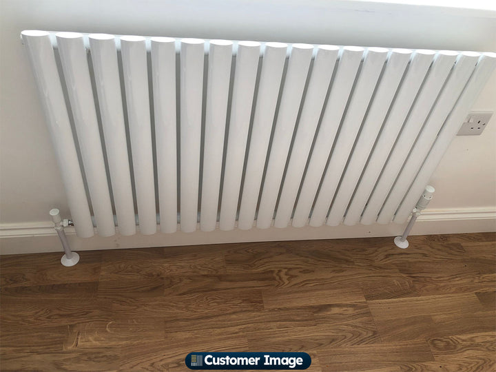 Omeara - White Designer Radiator H600mm x W1044mm Single Panel - Feet Included