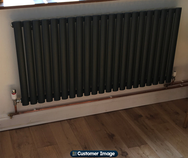 Omeara - Anthracite Horizontal Radiator H600mm x W1218mm Single Panel