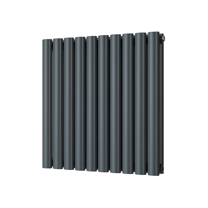 Omeara - Anthracite Designer Radiator H600mm x W580mm Double Panel - Feet Included