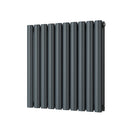 Omeara - Anthracite Designer Radiator H600mm x W580mm Double Panel - Feet Included