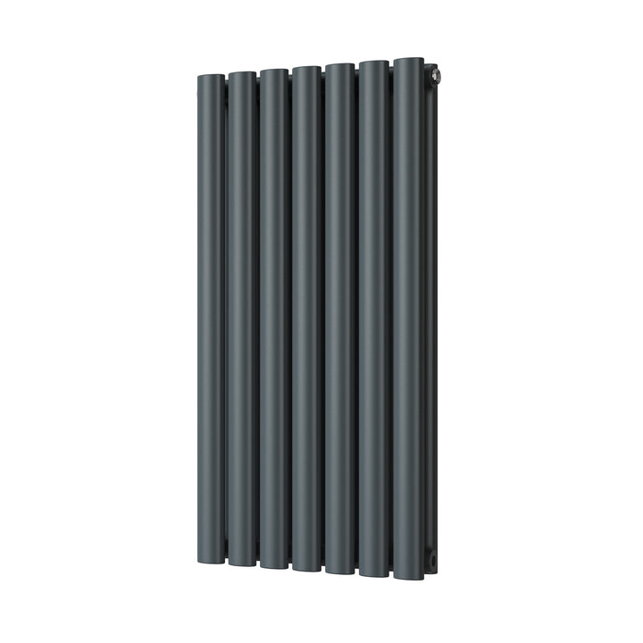 Omeara - Anthracite Designer Radiator H800mm x W406mm Double Panel - Feet Included