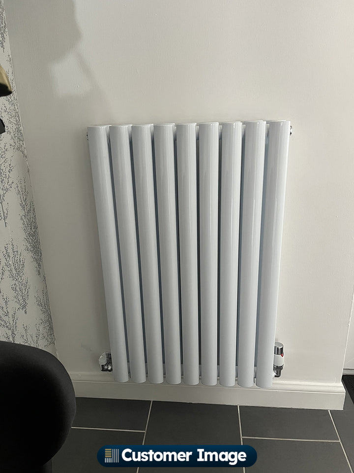 Omeara - White Designer Radiator H800mm x W522mm Double Panel - Feet Included