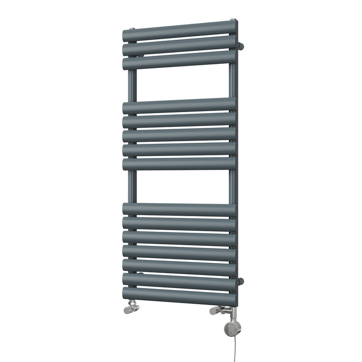 Omeara - Anthracite Dual Fuel Towel Rail H1120mm x W500mm Thermostatic