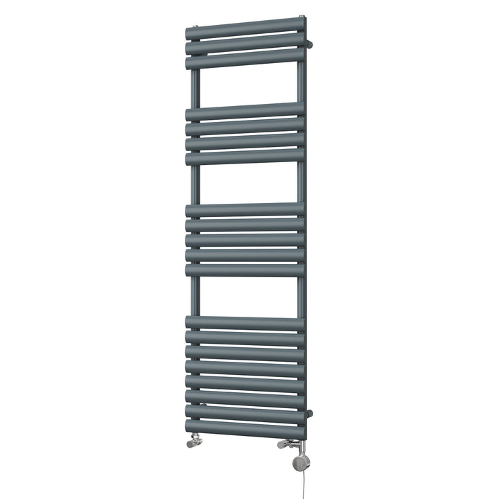 Omeara - Anthracite Dual Fuel Towel Rail H1595mm x W500mm Thermostatic