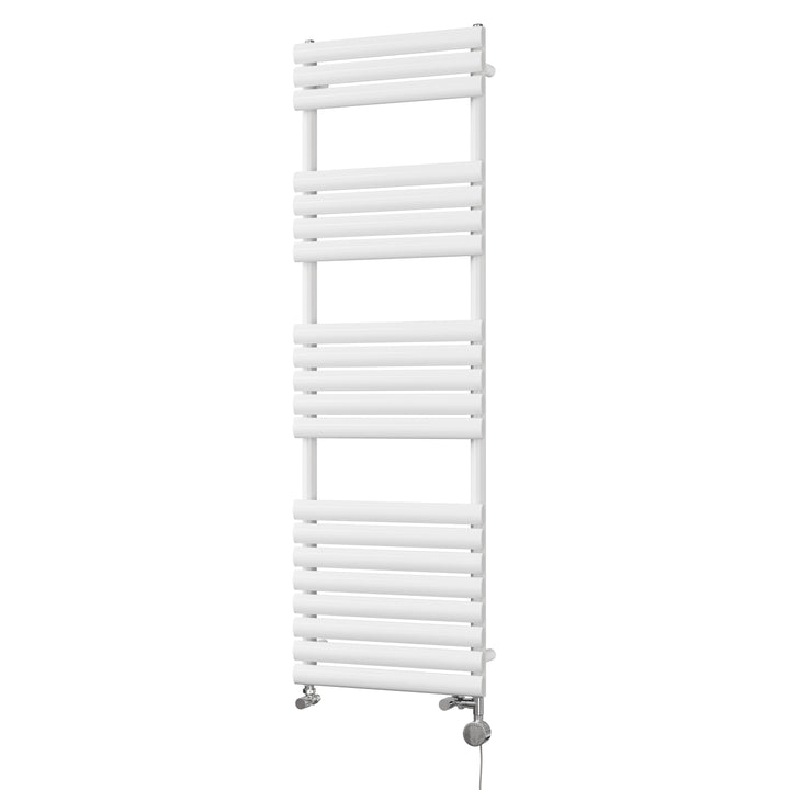 Omeara - White Dual Fuel Towel Rail H1595mm x W500mm Thermostatic