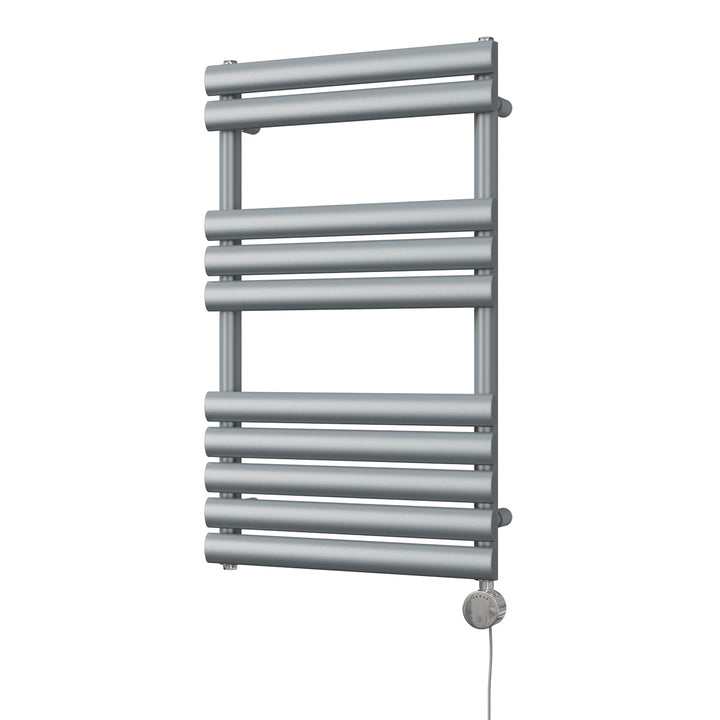 Omeara - Silver Electric Towel Rail H825mm x W500mm 300w Thermostatic