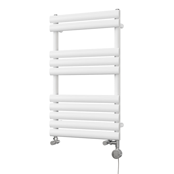 Omeara - White Dual Fuel Towel Rail H825mm x W500mm Thermostatic