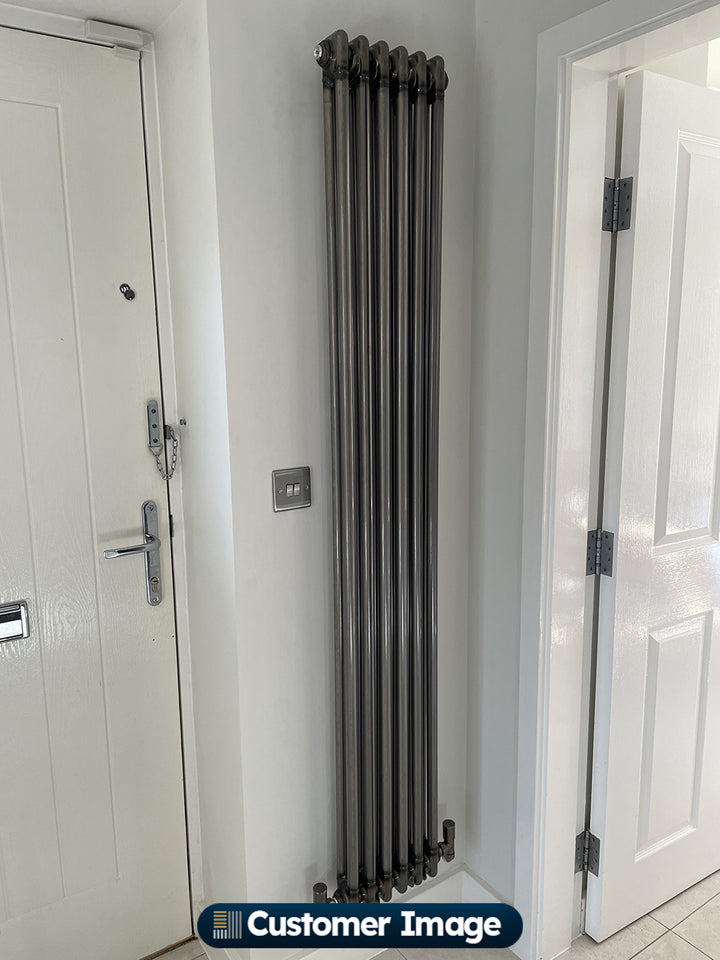 Alpha - Raw Metal Vertical Column Radiator H1800mm x W284mm 2 Column - Feet Included