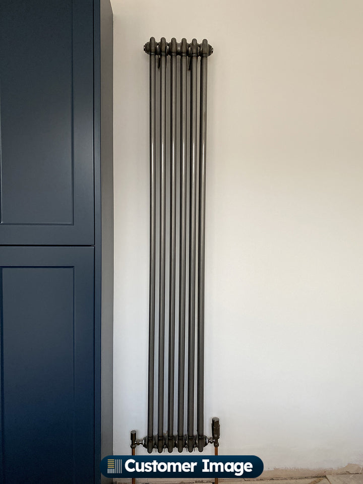 Alpha - Raw Metal Vertical Column Radiator H1800mm x W284mm 2 Column - Feet Included