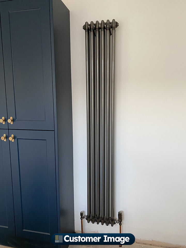 Alpha - Raw Metal Vertical Column Radiator H1800mm x W284mm 2 Column - Feet Included