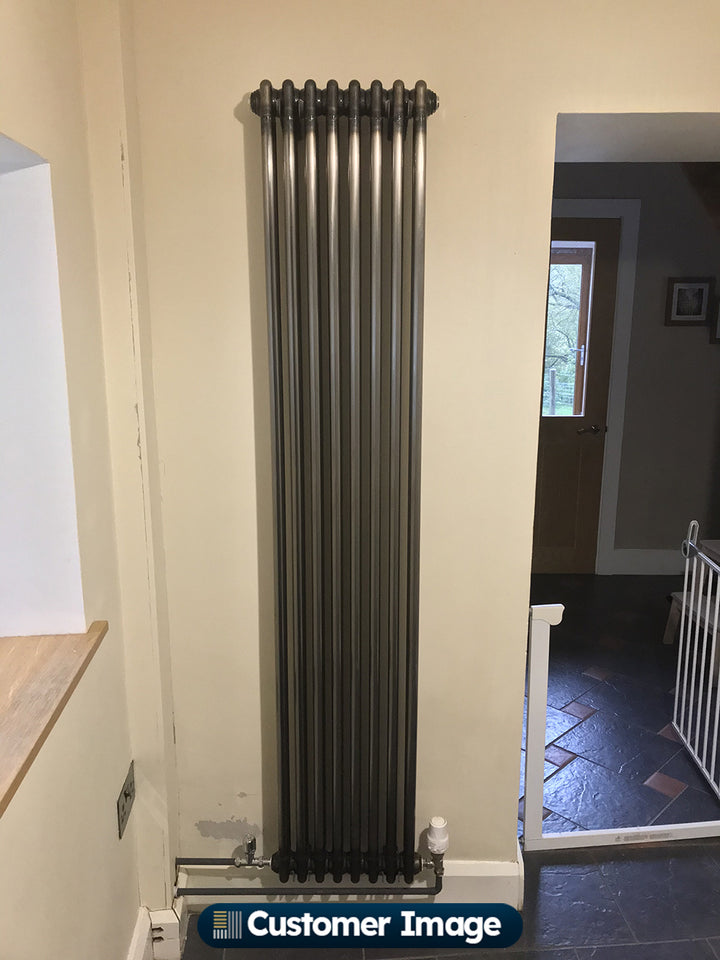 Alpha - Raw Metal Vertical Column Radiator H1800mm x W372mm 2 Column - Feet Included
