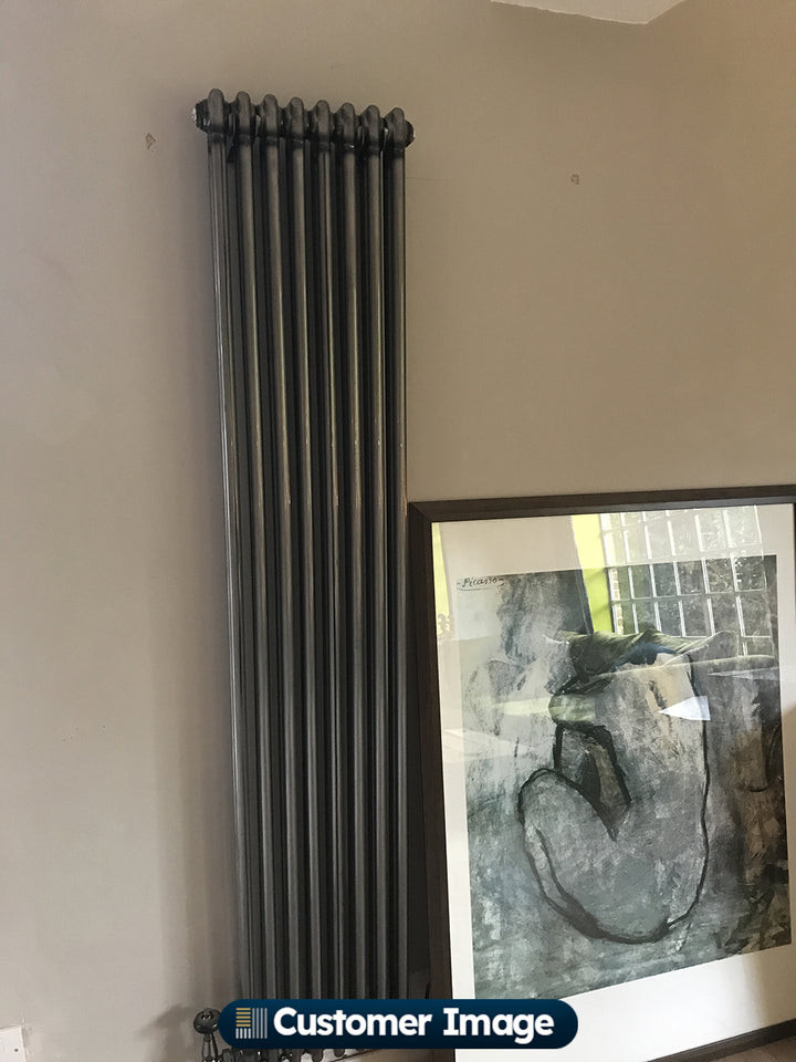 Alpha - Raw Metal Vertical Column Radiator H1800mm x W372mm 2 Column - Feet Included