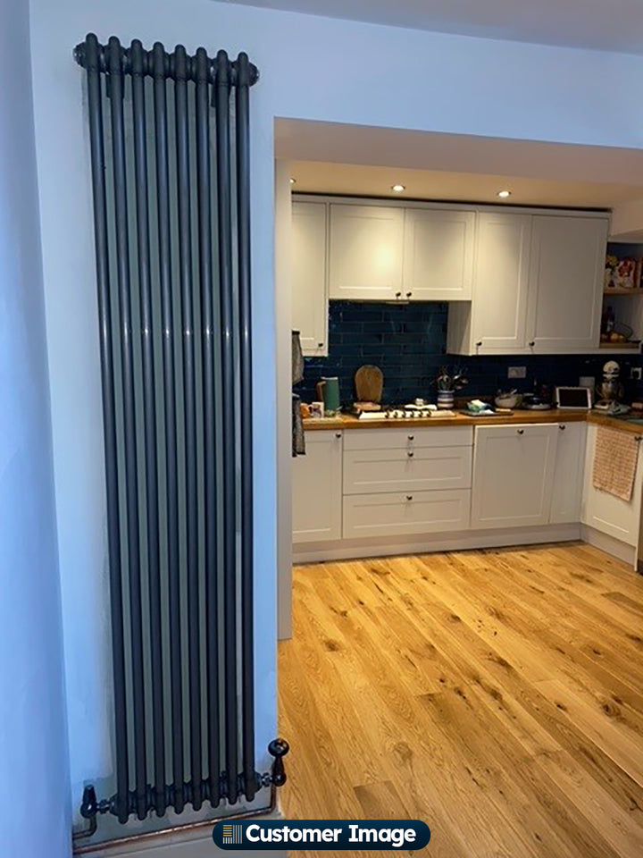 Alpha - Raw Metal Vertical Column Radiator H1800mm x W372mm 2 Column - Feet Included