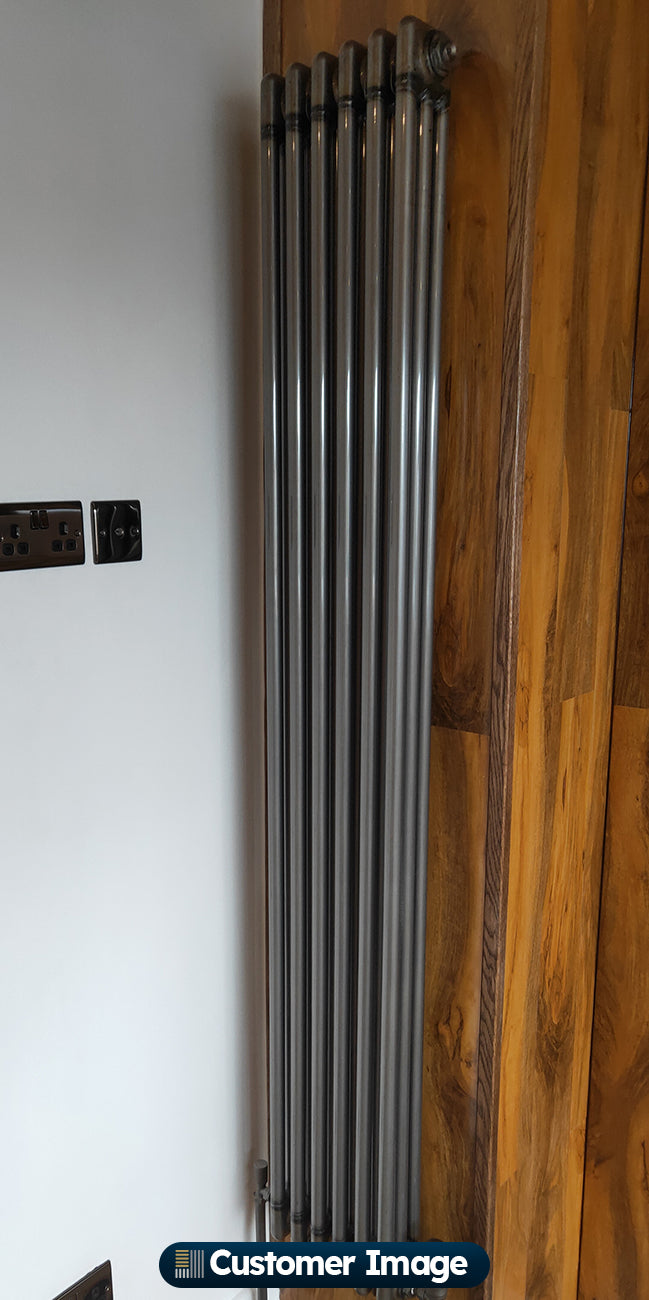Alpha - Raw Metal Vertical Column Radiator H1800mm x W287mm 3 Column - Feet Included