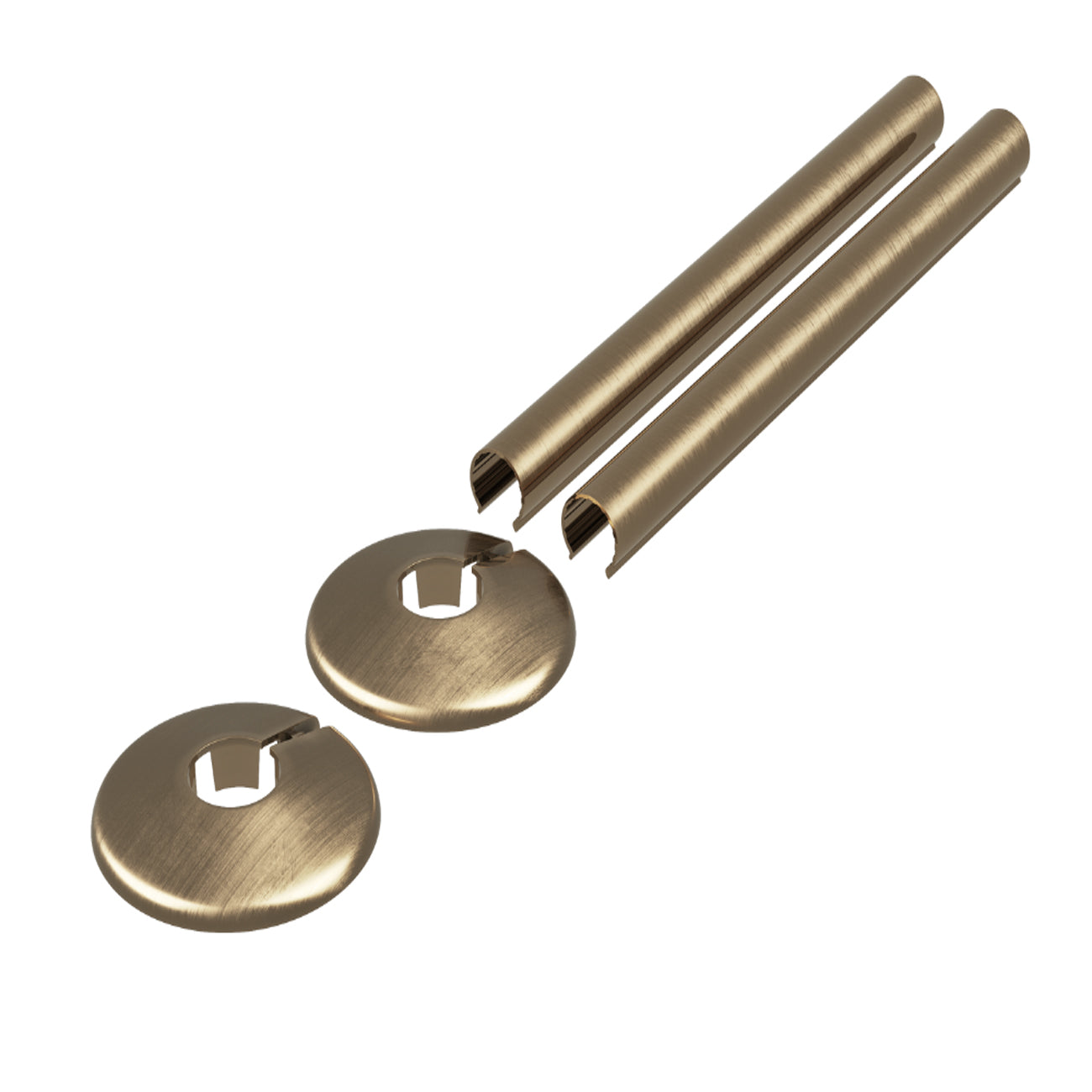 Talus - Antique Brass Brushed & Lacquered Alloy Metal Snap On Pipe Covers 200mm