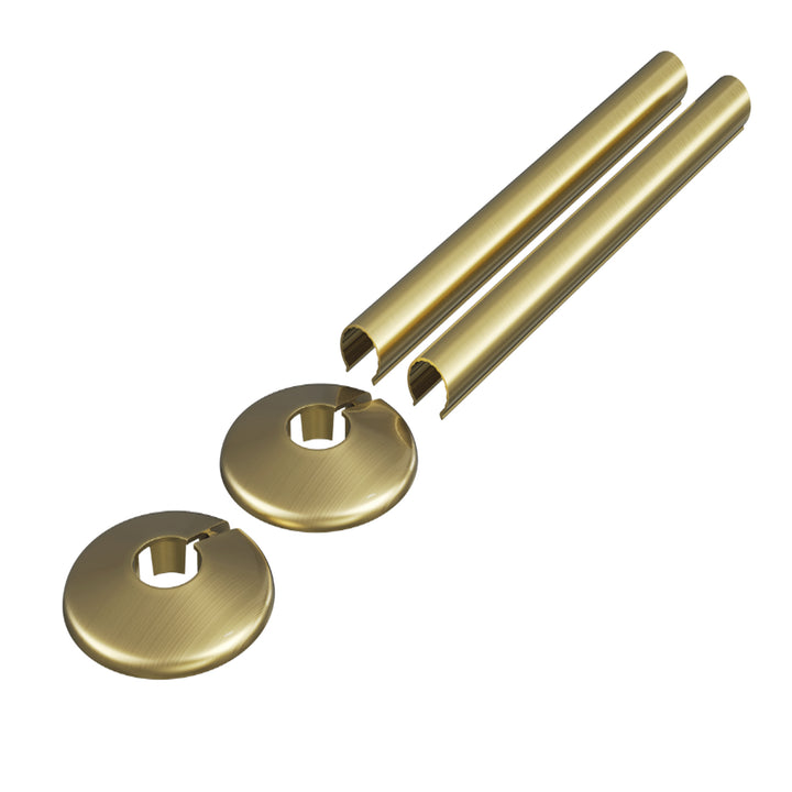 Talus -  Brushed Brass Brushed Alloy Metal Snap On Pipe Covers 200mm