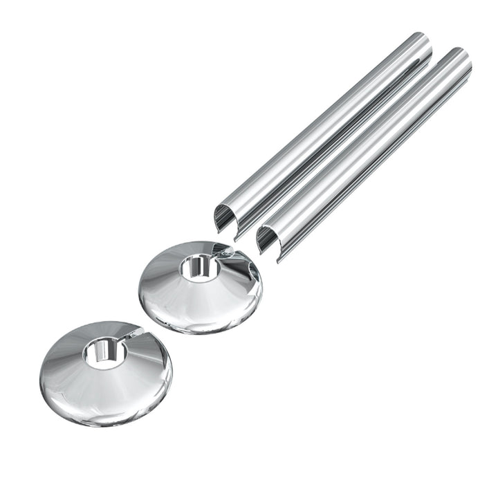 Talus - Chrome Polished Alloy Metal Snap On Pipe Covers 200mm