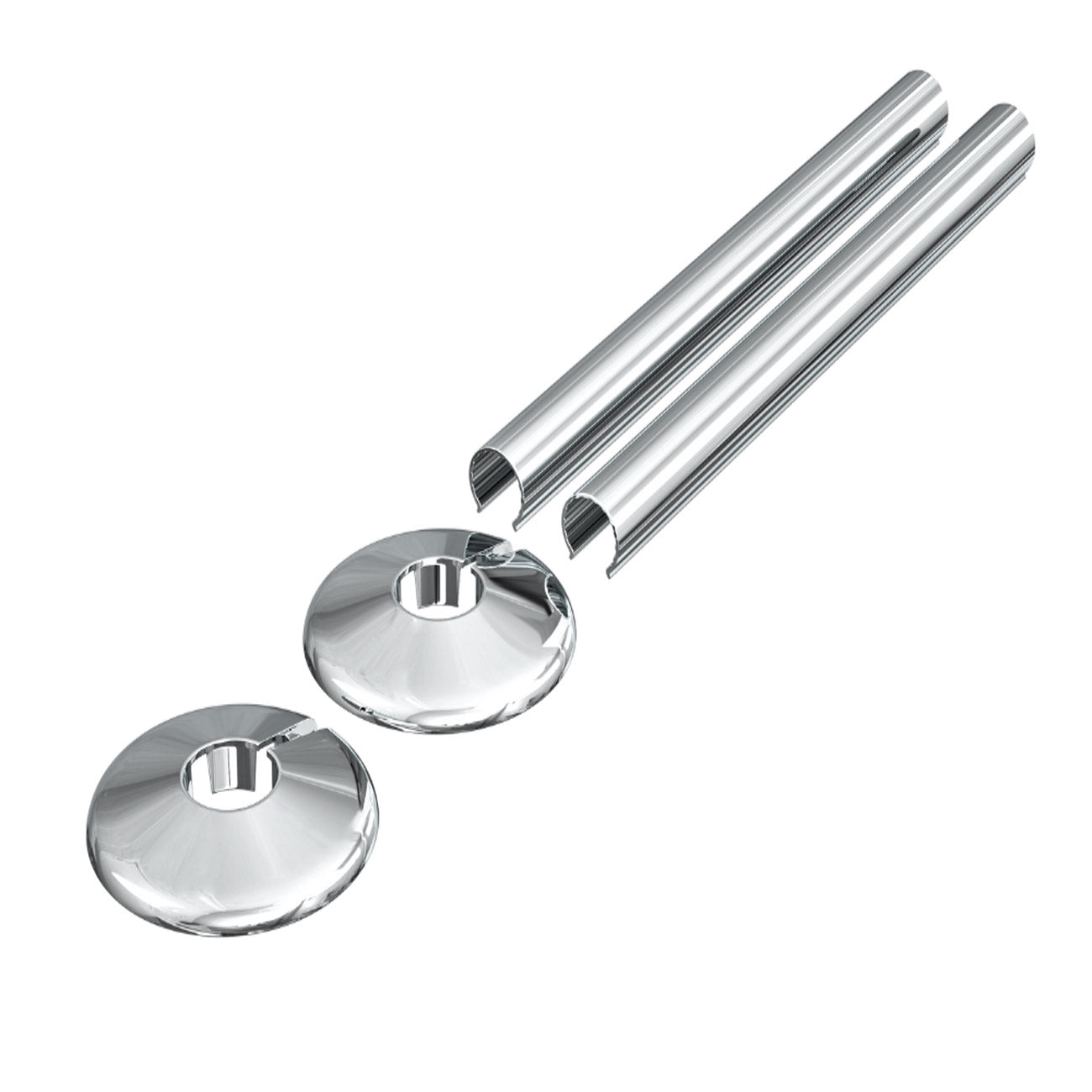 Talus - Chrome Polished Alloy Metal Snap On Pipe Covers 200mm