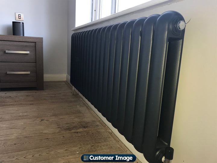 Sherwood - Anthracite Round Top Column Radiator H500mm x W1340mm 2 Column