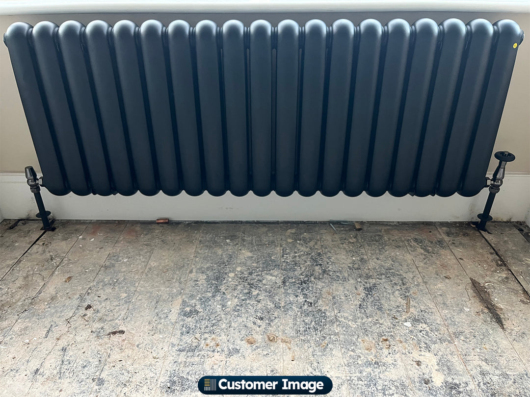Black Round Top Column Radiator H600mm x W1340mm 2 Column - Sherwood ...