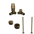 Stirling Bold - Antique Brass Thermostatic Radiator Valve & Installation Kit Corner 15mm