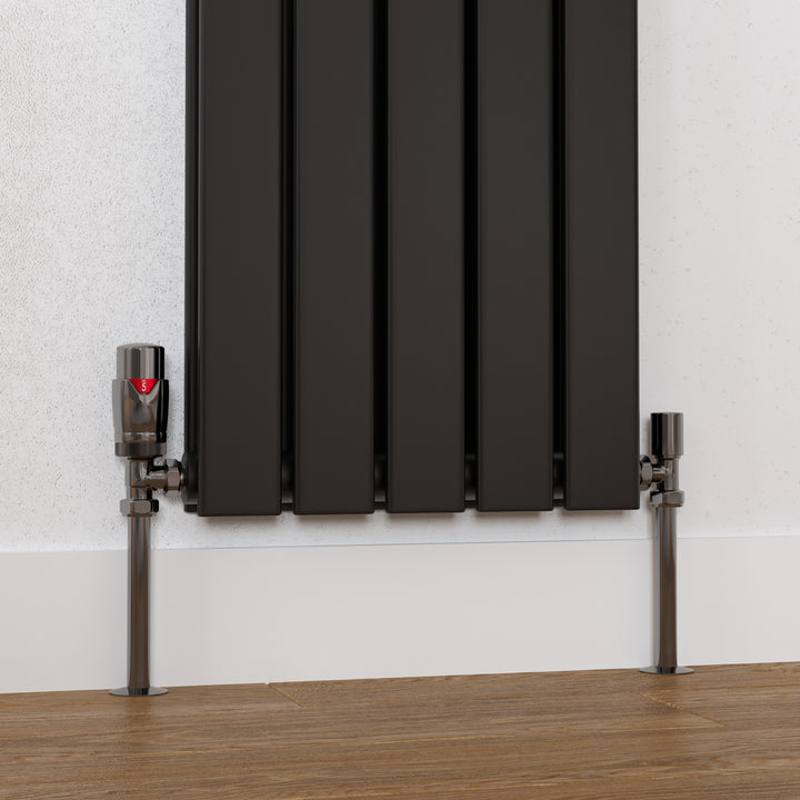 Stirling Bold - Black Nickel Thermostatic Radiator Valve & Lockshield Angled 8mm