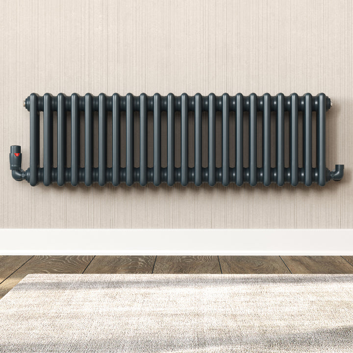 Stirling Bold - Anthracite Thermostatic Radiator Valve & Lockshield Corner 8mm
