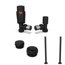 Stirling Bold - Black Thermostatic Radiator Valve & Installation Kit Angled 15mm