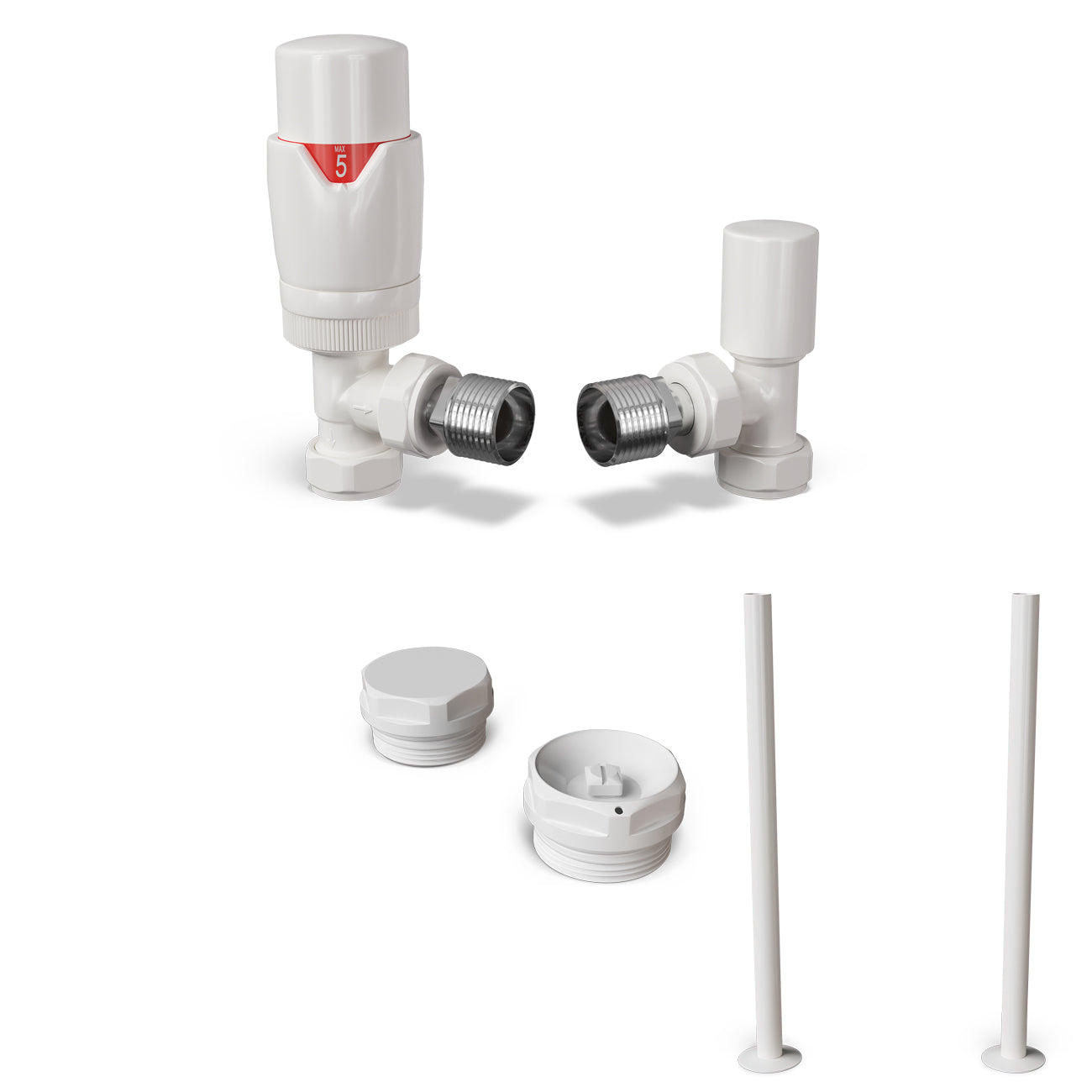 Stirling Bold - Thermostatic Radiator Valve & Accessory Kit - White Angled 15mm