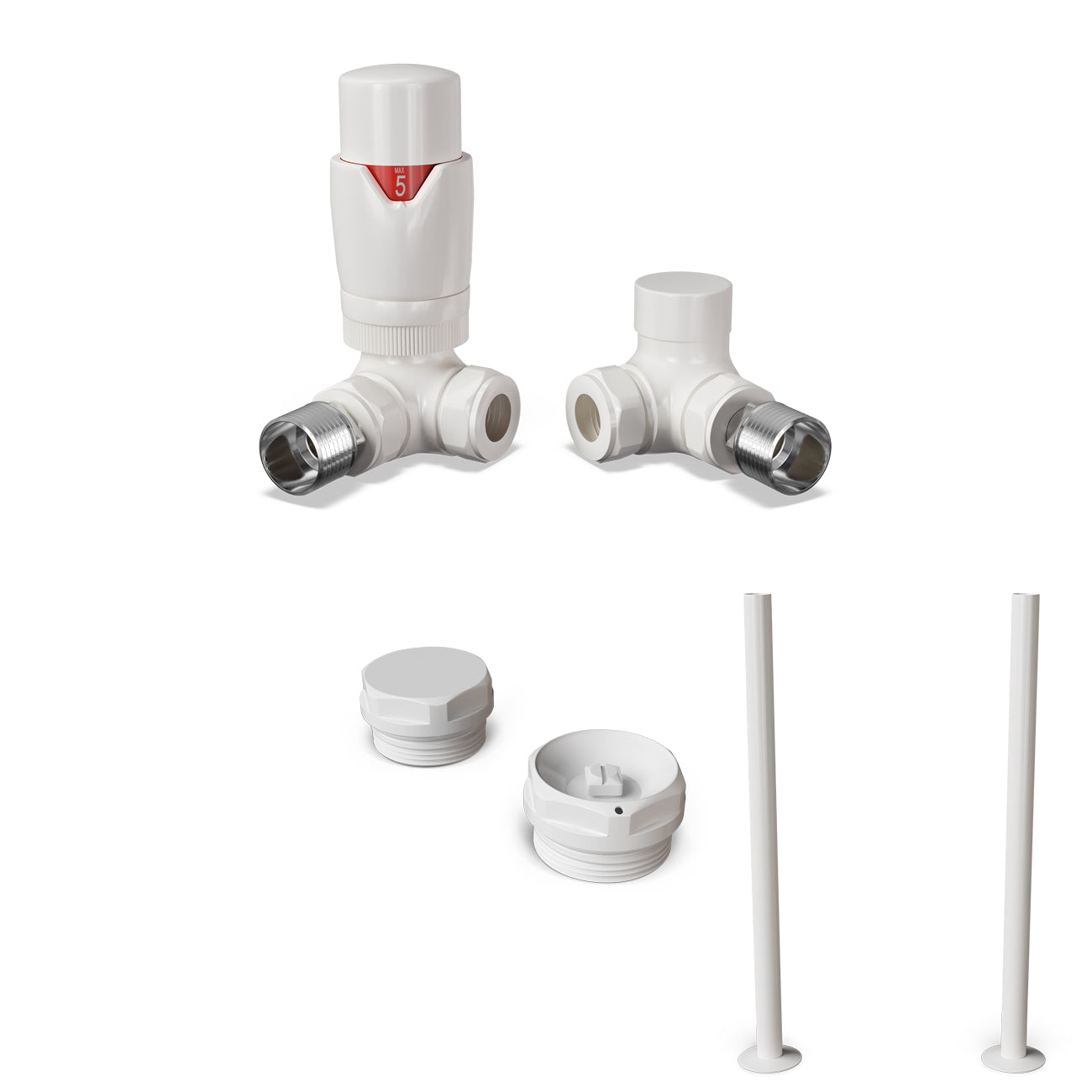 Stirling Bold - Thermostatic Radiator Valve & Accessory Kit - White Corner 15mm