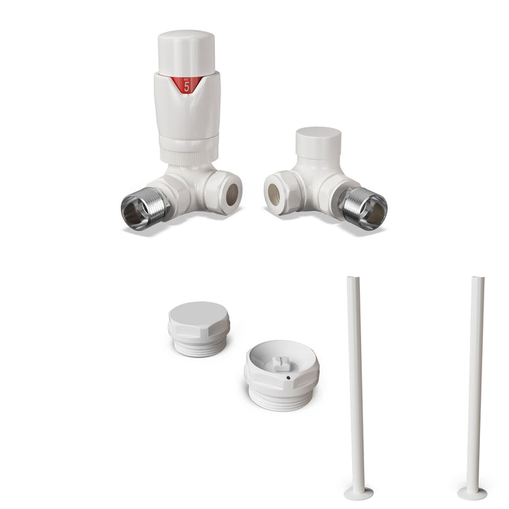 Stirling Bold - Thermostatic Radiator Valve & Accessory Kit - White Corner 15mm